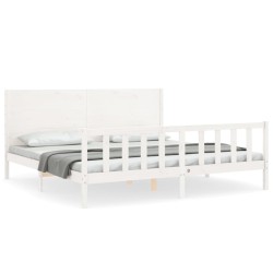 vidaXL Massivholzbett mit Kopfteil Weiß 200x200 cm
