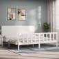 vidaXL Massivholzbett mit Kopfteil Weiß 200x200 cm vidaXL Massivholzbett mit Kopfteil Weiß 200x200 cm