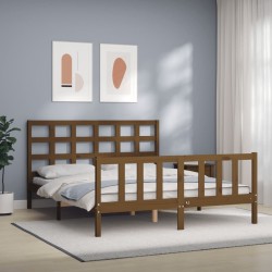 vidaXL Massivholzbett mit Kopfteil Honigbraun 160x200 cm