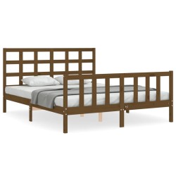 vidaXL Massivholzbett mit Kopfteil Honigbraun 160x200 cm