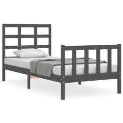 vidaXL Massivholzbett mit Kopfteil Grau 100x200 cm