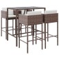 vidaXL 5-tlg. Gartenbar-Set mit Kissen Braun Poly Rattan vidaXL 5-tlg. Gartenbar-Set mit Kissen Braun Poly Rattan
