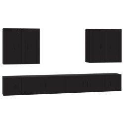 vidaXL 8-tlg. TV-Schrank-Set Schwarz Holzwerkstoff
