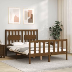 vidaXL Massivholzbett mit Kopfteil Honigbraun 140x200 cm