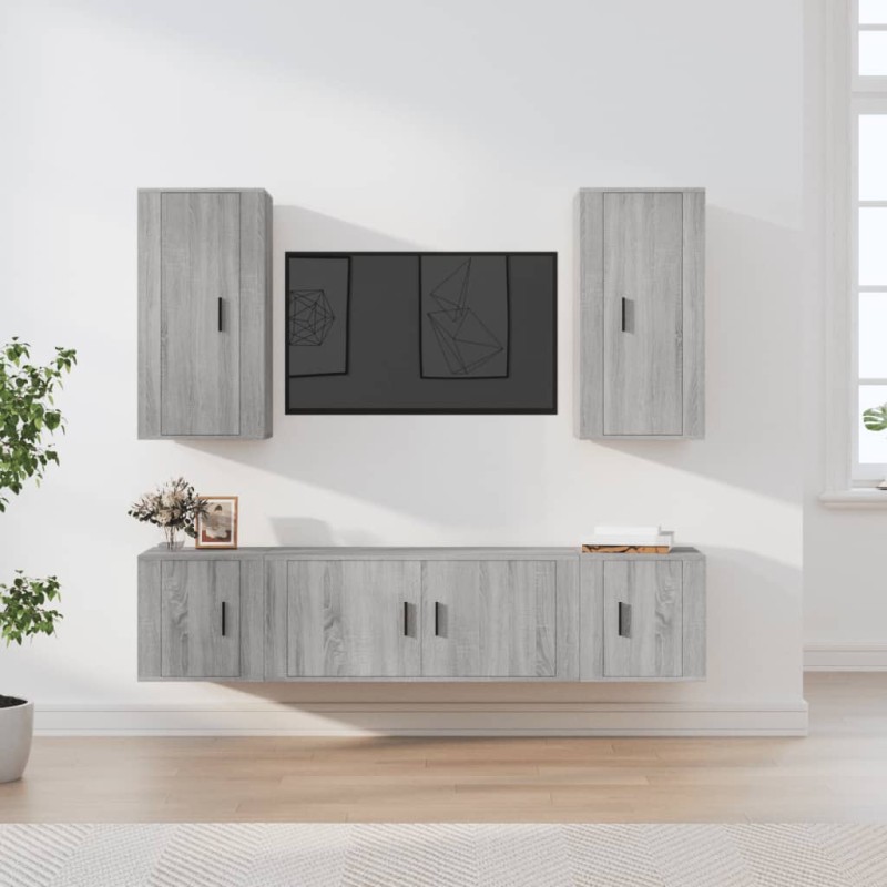 vidaXL 5-tlg. TV-Schrank-Set Grau Sonoma Holzwerkstoff vidaXL 5-tlg. TV-Schrank-Set Grau Sonoma Holzwerkstoff