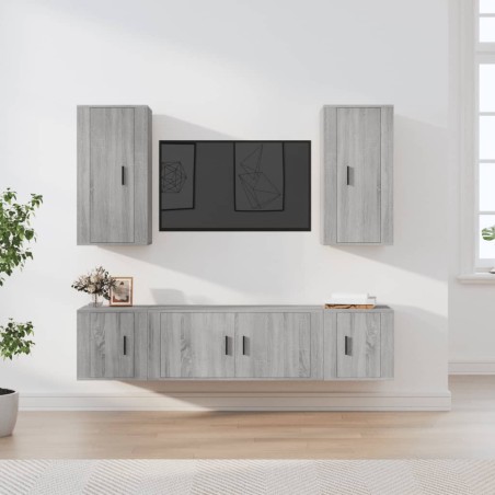 vidaXL 5-tlg. TV-Schrank-Set Grau Sonoma Holzwerkstoff