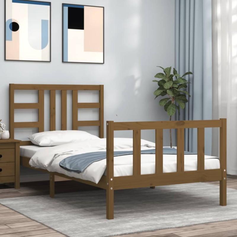vidaXL Massivholzbett mit Kopfteil Honigbraun 90x200 cm vidaXL Massivholzbett mit Kopfteil Honigbraun 90x200 cm