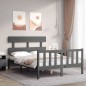 vidaXL Massivholzbett mit Kopfteil Grau 120x200 cm vidaXL Massivholzbett mit Kopfteil Grau 120x200 cm