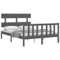 vidaXL Massivholzbett mit Kopfteil Grau 120x200 cm vidaXL Massivholzbett mit Kopfteil Grau 120x200 cm