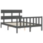 vidaXL Massivholzbett mit Kopfteil Grau 120x200 cm vidaXL Massivholzbett mit Kopfteil Grau 120x200 cm