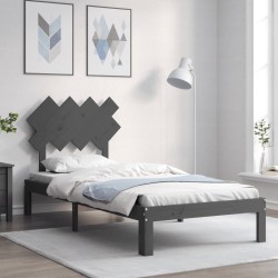 vidaXL Massivholzbett mit Kopfteil Grau 90x200 cm