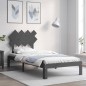 vidaXL Massivholzbett mit Kopfteil Grau 90x200 cm vidaXL Massivholzbett mit Kopfteil Grau 90x200 cm