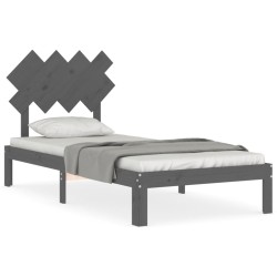 vidaXL Massivholzbett mit Kopfteil Grau 90x200 cm