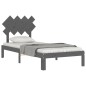 vidaXL Massivholzbett mit Kopfteil Grau 90x200 cm vidaXL Massivholzbett mit Kopfteil Grau 90x200 cm