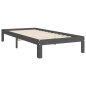 vidaXL Massivholzbett mit Kopfteil Grau 90x200 cm vidaXL Massivholzbett mit Kopfteil Grau 90x200 cm