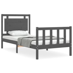 vidaXL Massivholzbett mit Kopfteil Grau 100x200 cm
