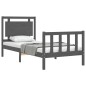 vidaXL Massivholzbett mit Kopfteil Grau 100x200 cm vidaXL Massivholzbett mit Kopfteil Grau 100x200 cm
