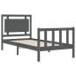 vidaXL Massivholzbett mit Kopfteil Grau 100x200 cm vidaXL Massivholzbett mit Kopfteil Grau 100x200 cm