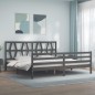vidaXL Massivholzbett mit Kopfteil Grau 200x200 cm vidaXL Massivholzbett mit Kopfteil Grau 200x200 cm