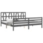 vidaXL Massivholzbett mit Kopfteil Grau 200x200 cm vidaXL Massivholzbett mit Kopfteil Grau 200x200 cm
