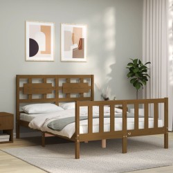 vidaXL Massivholzbett mit Kopfteil Honigbraun 120x200 cm