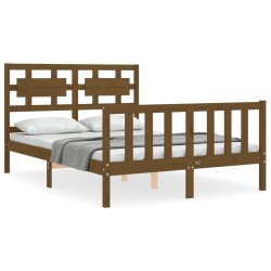 vidaXL Massivholzbett mit Kopfteil Honigbraun 120x200 cm
