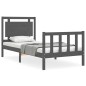 vidaXL Massivholzbett mit Kopfteil Grau 90x200 cm vidaXL Massivholzbett mit Kopfteil Grau 90x200 cm