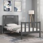 vidaXL Massivholzbett mit Kopfteil Grau 90x200 cm vidaXL Massivholzbett mit Kopfteil Grau 90x200 cm
