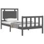 vidaXL Massivholzbett mit Kopfteil Grau 90x200 cm vidaXL Massivholzbett mit Kopfteil Grau 90x200 cm