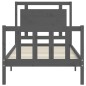 vidaXL Massivholzbett mit Kopfteil Grau 90x200 cm vidaXL Massivholzbett mit Kopfteil Grau 90x200 cm
