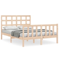 vidaXL Massivholzbett mit Kopfteil 140x190 cm