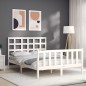 vidaXL Massivholzbett mit Kopfteil Weiß 140x190 cm vidaXL Massivholzbett mit Kopfteil Weiß 140x190 cm