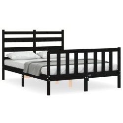vidaXL Massivholzbett mit Kopfteil Schwarz 140x200 cm