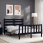 vidaXL Massivholzbett mit Kopfteil Schwarz 140x200 cm vidaXL Massivholzbett mit Kopfteil Schwarz 140x200 cm