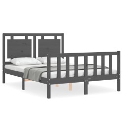 vidaXL Massivholzbett mit Kopfteil Grau 120x200 cm