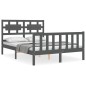 vidaXL Massivholzbett mit Kopfteil Grau 140x190 cm
