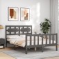 vidaXL Massivholzbett mit Kopfteil Grau 140x190 cm
