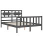 vidaXL Massivholzbett mit Kopfteil Grau 140x190 cm