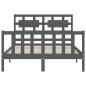 vidaXL Massivholzbett mit Kopfteil Grau 140x190 cm