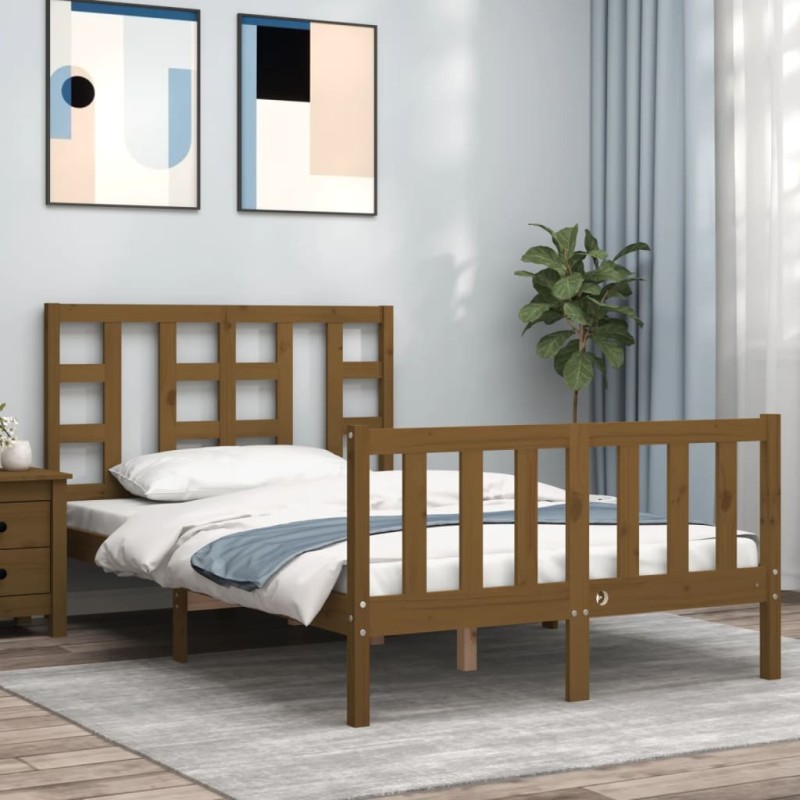 vidaXL Massivholzbett mit Kopfteil Honigbraun vidaXL Massivholzbett mit Kopfteil Honigbraun
