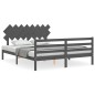 vidaXL Massivholzbett mit Kopfteil Grau 160x200 cm