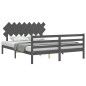 vidaXL Massivholzbett mit Kopfteil Grau 160x200 cm