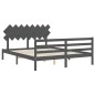 vidaXL Massivholzbett mit Kopfteil Grau 160x200 cm
