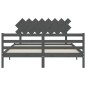 vidaXL Massivholzbett mit Kopfteil Grau 160x200 cm