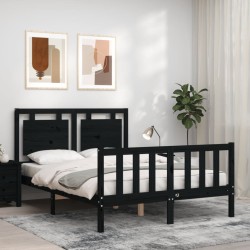 vidaXL Massivholzbett mit Kopfteil Schwarz 140x200 cm