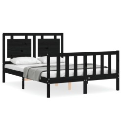 vidaXL Massivholzbett mit Kopfteil Schwarz 140x200 cm