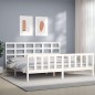 vidaXL Bettgestell mit Kopfteil Weiß 180x200 cm Massivholz vidaXL Bettgestell mit Kopfteil Weiß 180x200 cm Massivholz