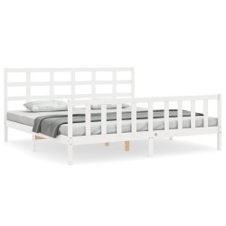 vidaXL Bettgestell mit Kopfteil Weiß 180x200 cm Massivholz