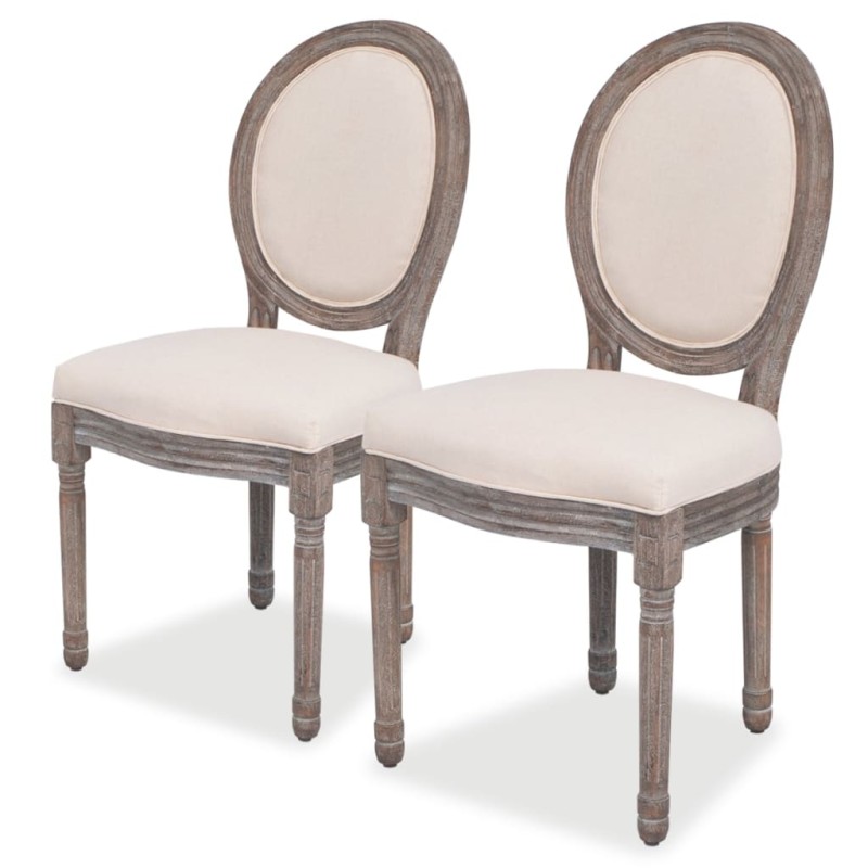 Esszimmerstühle 2 Stk. Creme Stoff Esszimmerstühle 2 Stk. Creme Stoff