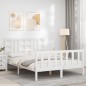 vidaXL Massivholzbett mit Kopfteil Weiß 140x190 cm vidaXL Massivholzbett mit Kopfteil Weiß 140x190 cm